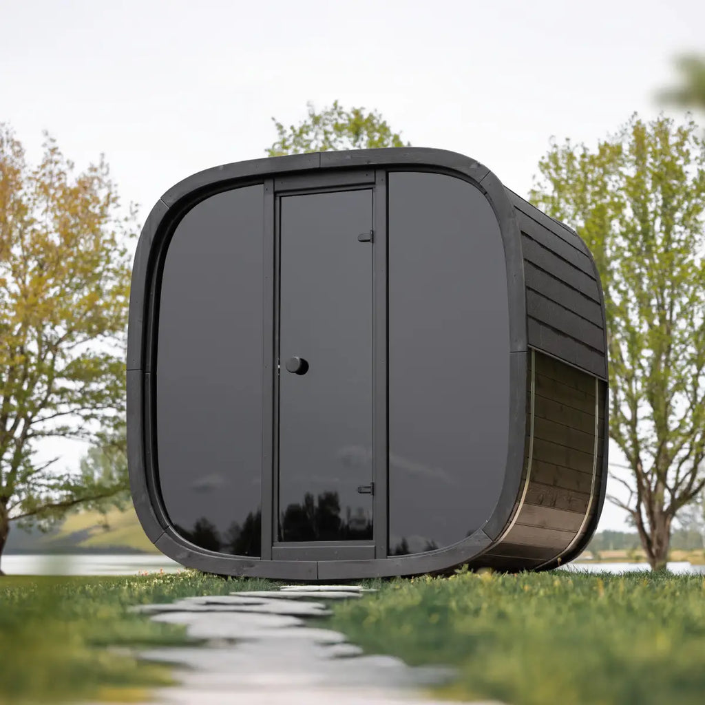 Leil® Black Cube 4 Person Outdoor Sauna Kit