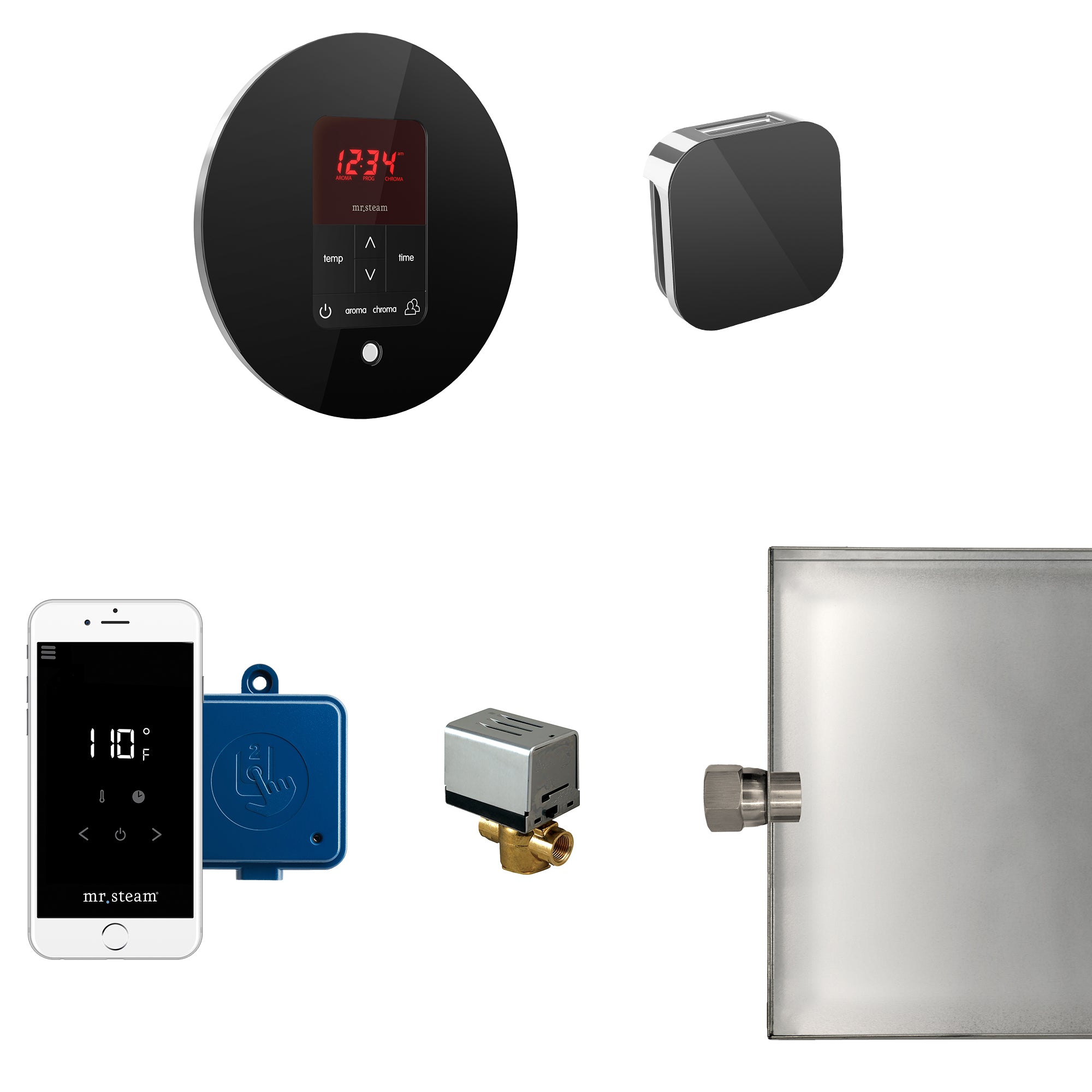 Mr Steam Butler Steam Shower Control Package with iTempoPlus Control and Aroma Designer SteamHead