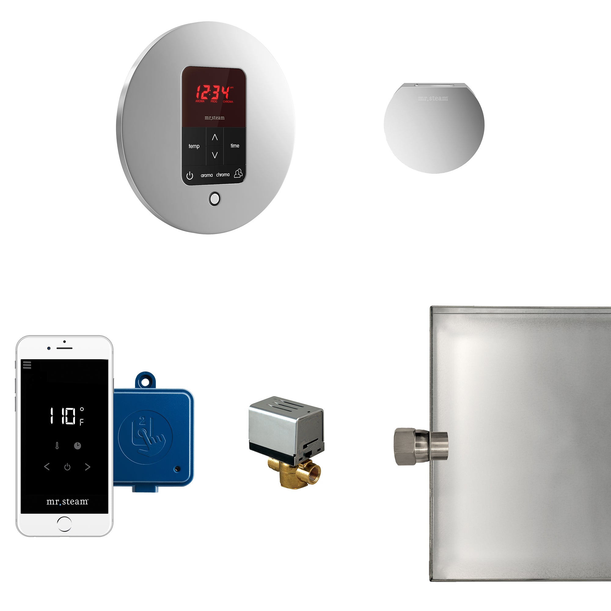 Mr Steam Butler Steam Shower Control Package with iTempoPlus Control and Aroma Designer SteamHead