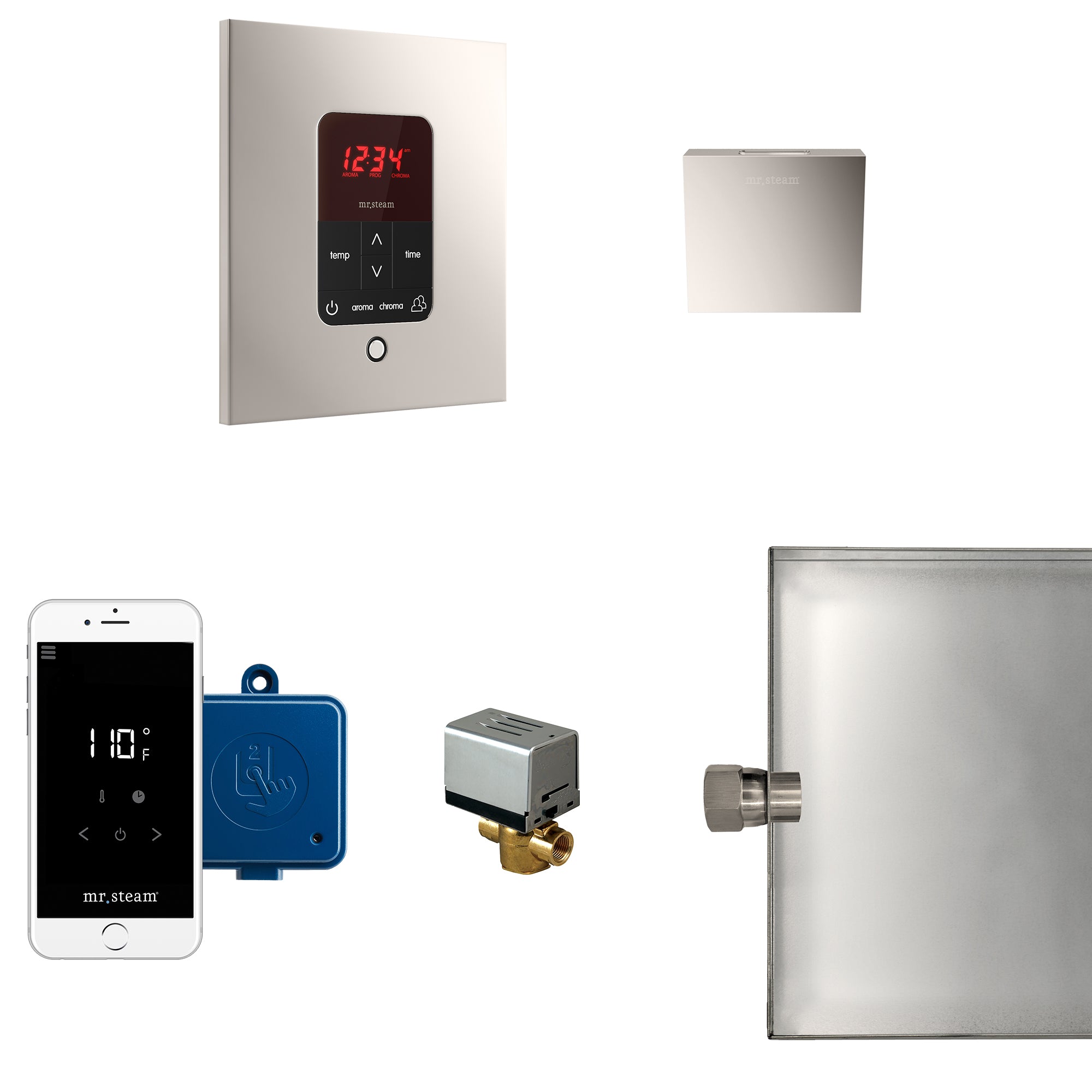 Mr Steam Butler Steam Shower Control Package with iTempoPlus Control and Aroma Designer SteamHead