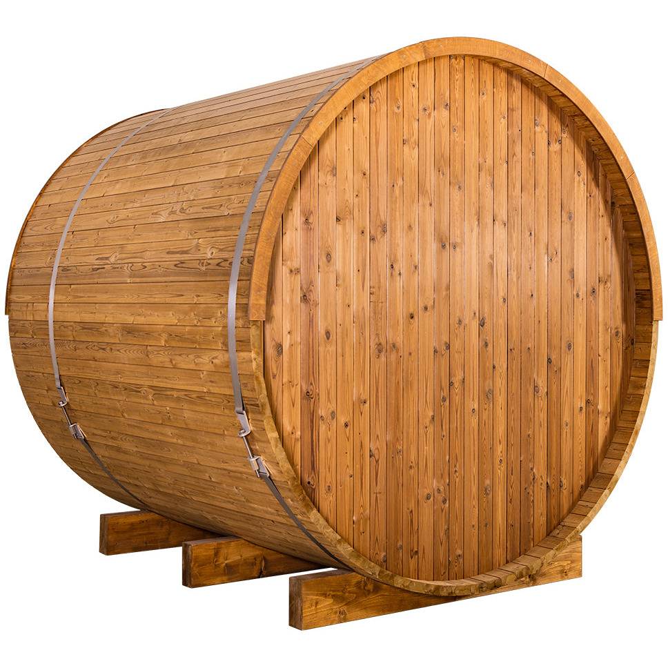 Thermory 6 Person Barrel Sauna No 51 DIY Kit Thermally Modified Spruce Thermory No51-Back-corner.jpg