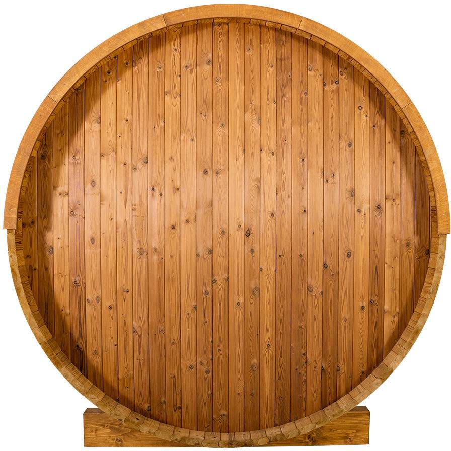 Thermory 4 Person Barrel Sauna No 61 DIY Kit with Porch Thermally Modified Spruce Thermory No61-Back.jpg