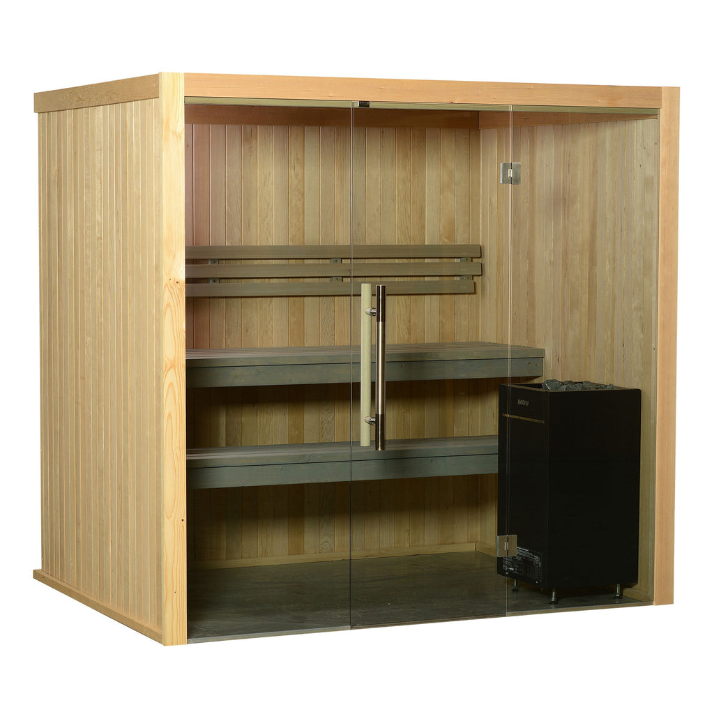 Almost Heaven Oasis 4 Person Indoor Sauna Rustic Cedar,Fir Almost Heaven Sauna Oasis_Vision4PGreyA.jpg