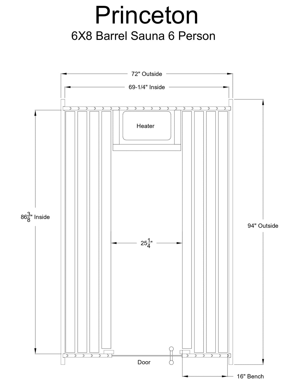 Almost Heaven Princeton 6 Person Classic Barrel Sauna Rustic Cedar,Onyx - Stained Southern Pine Almost Heaven Sauna PrincetonLayoutDrawing_35fec5f7-aaea-4524-b02f-7703120ab176.webp