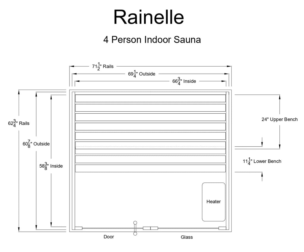 Almost Heaven Rainelle 4 Person Indoor Sauna Respite Series Rustic Cedar,Fir Almost Heaven Sauna RainelleLayoutDrawing_b800ea75-9c1e-421b-bc02-6712812dff29.webp