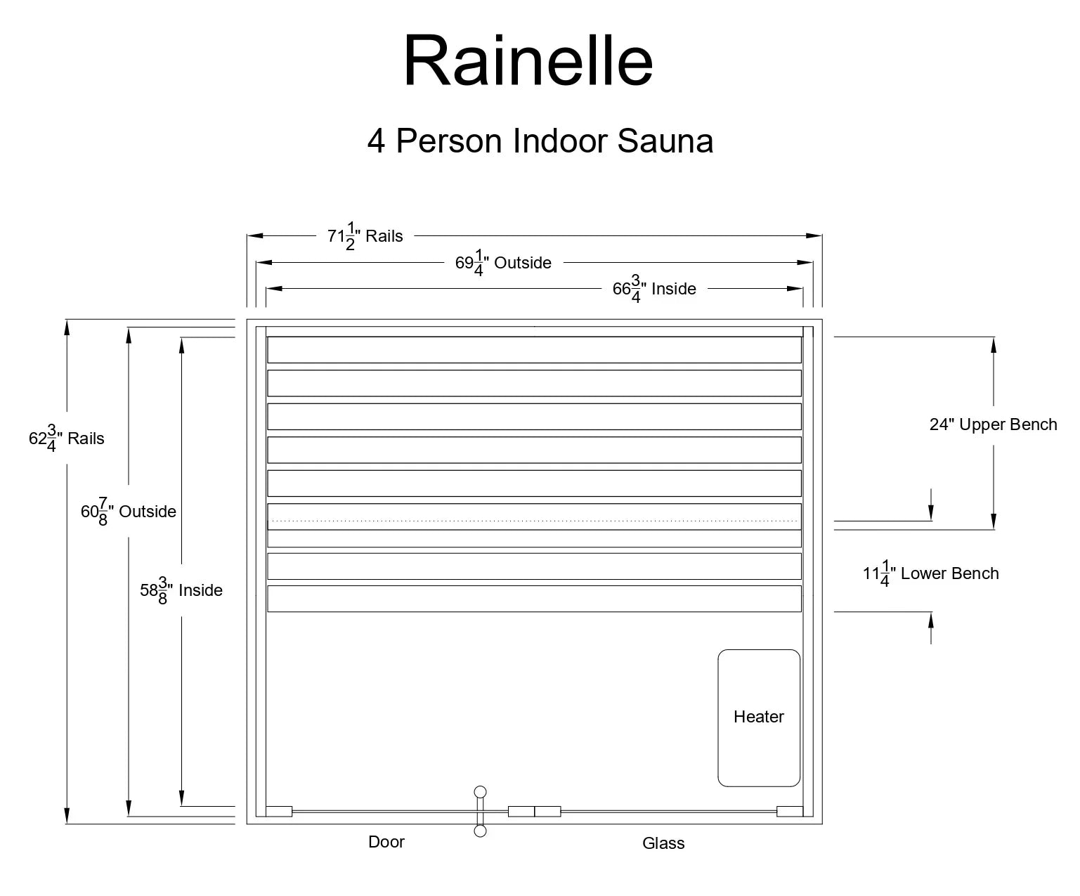 Almost Heaven Rainelle 4 Person Indoor Sauna Respite Series Rustic Cedar,Fir Almost Heaven Sauna RainelleLayoutDrawing_b800ea75-9c1e-421b-bc02-6712812dff29.webp