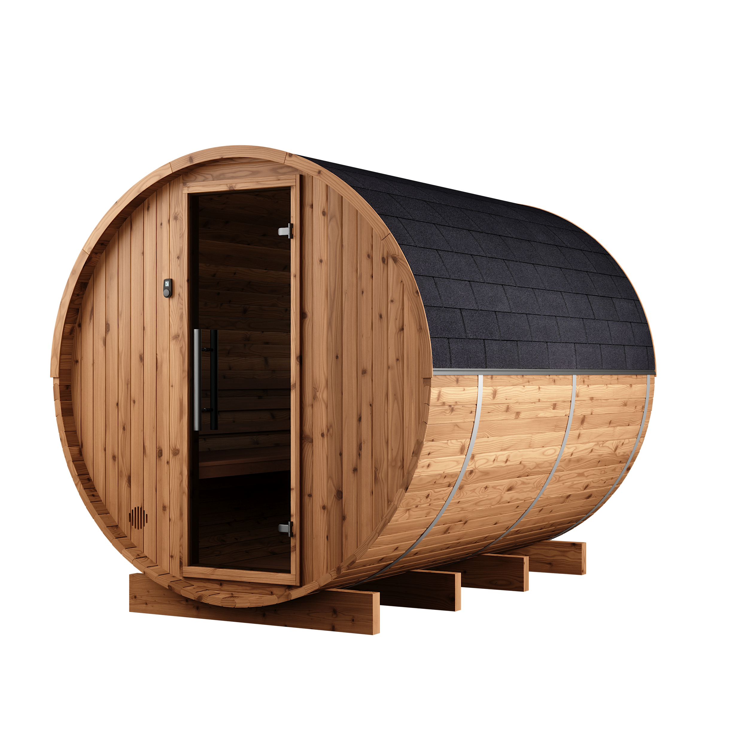 Thermory 8 Person Barrel Sauna No 84 DIY Kit with Window Thermally Modified Spruce Thermory Right_e47f0640-0928-4a0f-b913-a6241e370d06.png