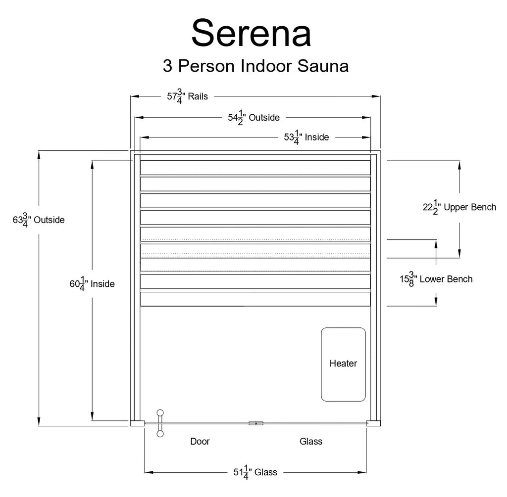 Almost Heaven Serena 3 Person Indoor Sauna Rustic Cedar,Fir Almost Heaven Sauna SerenaLayoutDrawing.webp