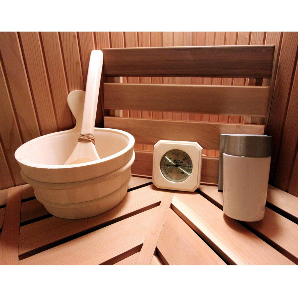 Finnish Sauna Builders 11' x 11' x 7' Pre-Built Indoor Sauna Kit Clear Cedar / Option 1,Clear Cedar / Option 2,Clear Cedar / Option 3,Clear Cedar / Option 4,Clear Cedar / Option 5,Clear Cedar / Option 6,Clear Cedar / Custom Option + $500.00 Finnish Sauna 