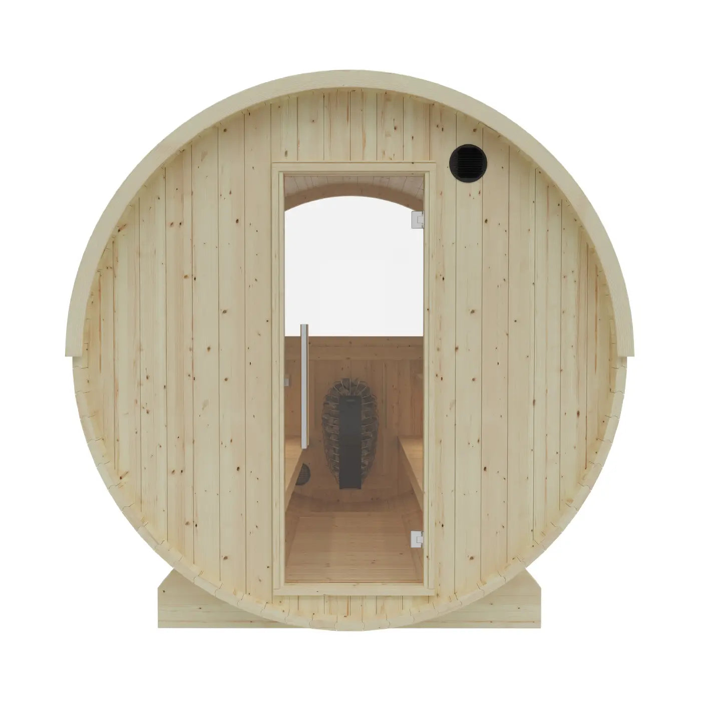 Tampere 4 Person 2 Tier Finnish Barrel Sauna with Heater - By Finnish Barrel Saunas Nordic Spruce / No Terrace Finnish Barrel Saunas Tampere_4_Person_2_Tier_Finnish_Barrel_Sauna_with_Heater_01.webp