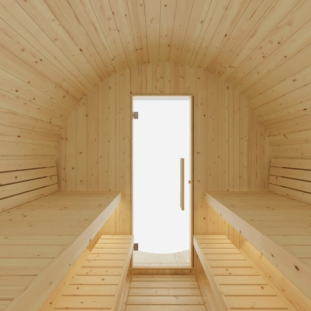 Tampere Finnish Barrel Sauna with WiFi Heater - Finnish Sauna Builders Natural,Walnut,Teak,Larch Finnish Barrel Saunas Tampere_4_Person_2_Tier_Finnish_Barrel_Sauna_with_Heater_06.webp