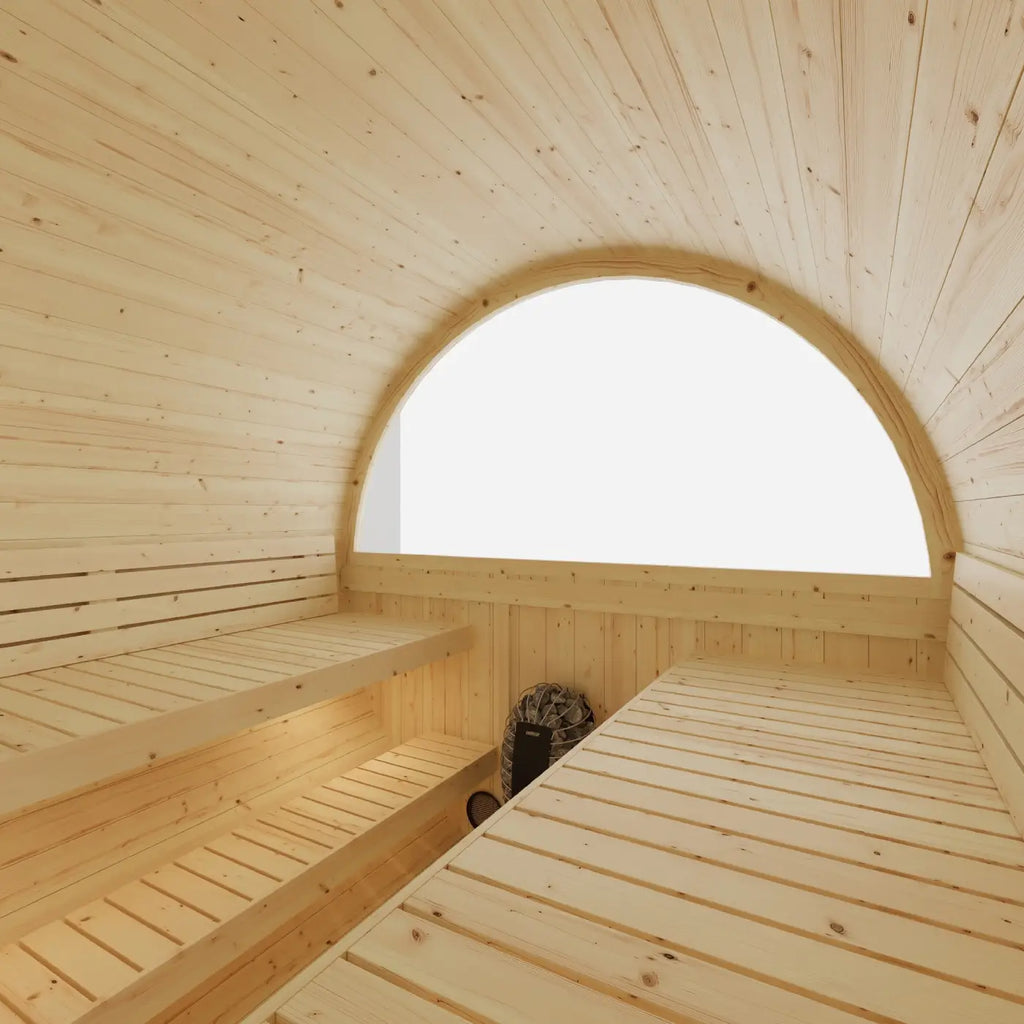 Tampere Finnish Barrel Sauna with WiFi Heater - Finnish Sauna Builders Natural,Walnut,Teak,Larch Finnish Barrel Saunas Tampere_4_Person_2_Tier_Finnish_Barrel_Sauna_with_Heater_08.webp
