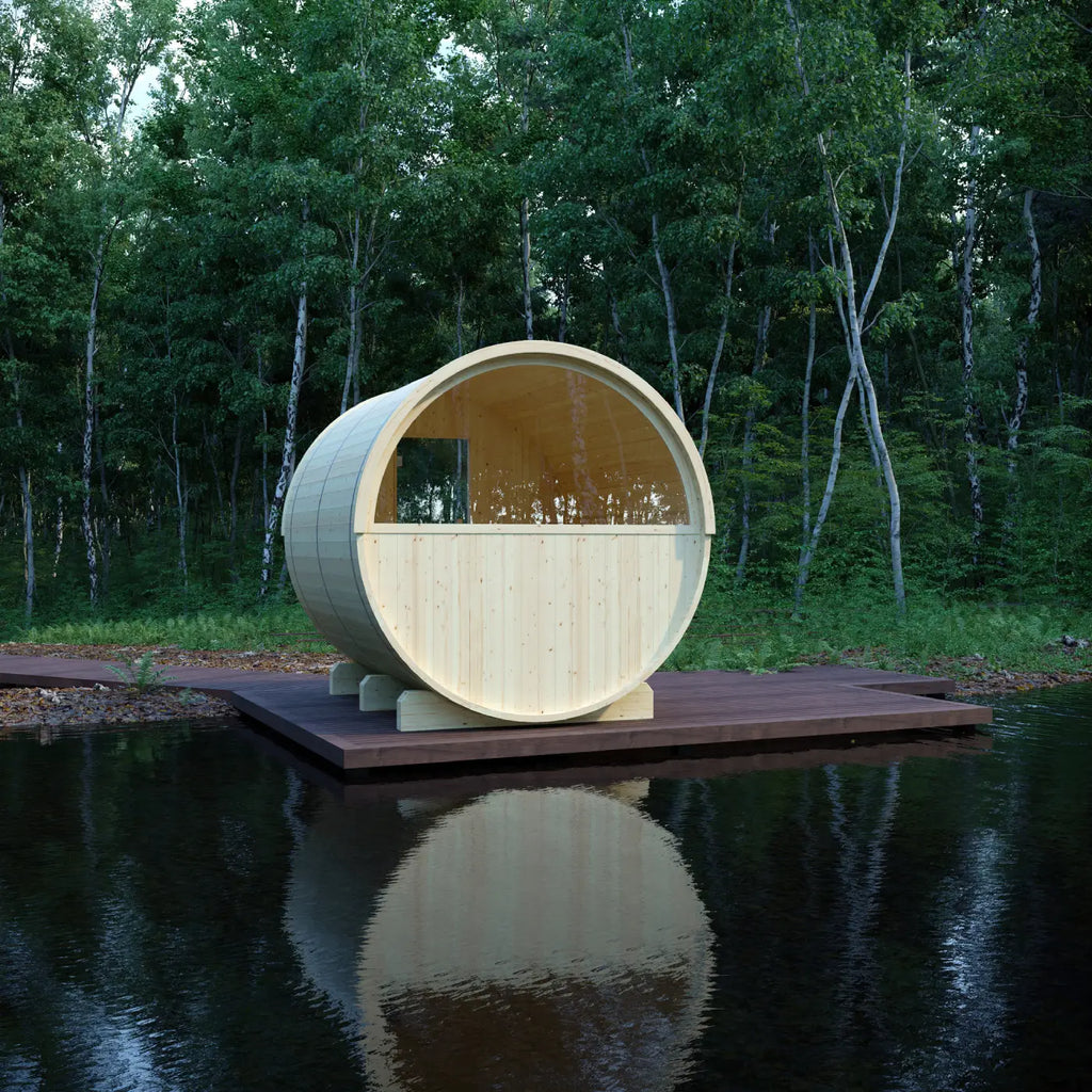 Tampere Finnish Barrel Sauna with WiFi Heater - Finnish Sauna Builders Natural,Walnut,Teak,Larch Finnish Barrel Saunas Tampere_4_Person_2_Tier_Finnish_Barrel_Sauna_with_Heater_13.webp