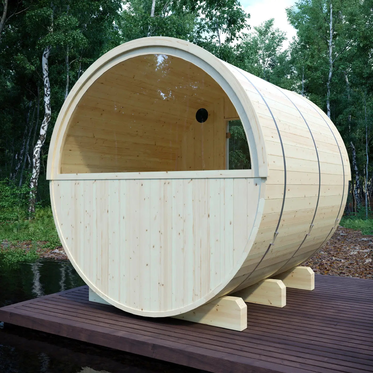 Tampere Finnish Barrel Sauna with WiFi Heater - Finnish Sauna Builders Natural,Walnut,Teak,Larch Finnish Barrel Saunas Tampere_4_Person_2_Tier_Finnish_Barrel_Sauna_with_Heater_16.webp