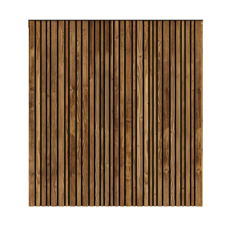 Wooden panel with vertical slats on a white background