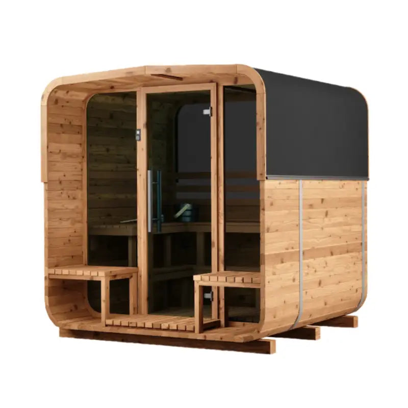 Thermory 4 Person Square Sauna No 42 DIY Kit with Terrace and Window