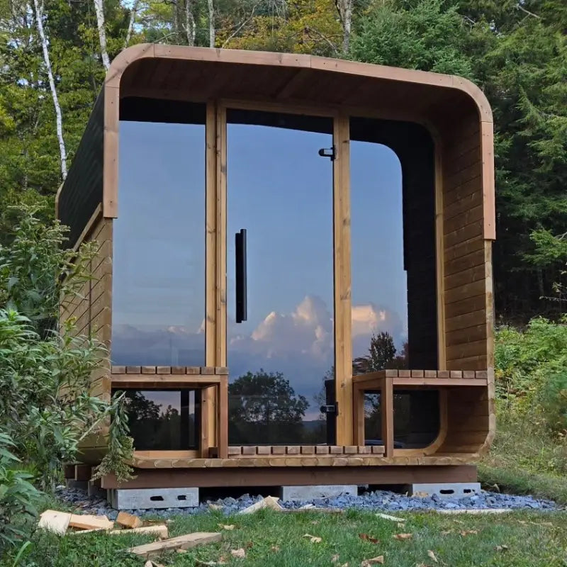 Thermory 4 Person Square Sauna No 42 DIY Kit with Terrace and Window
