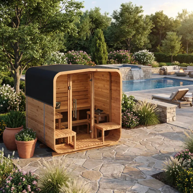 Thermory 4 Person Square Sauna No 43 DIY Kit with Terrace