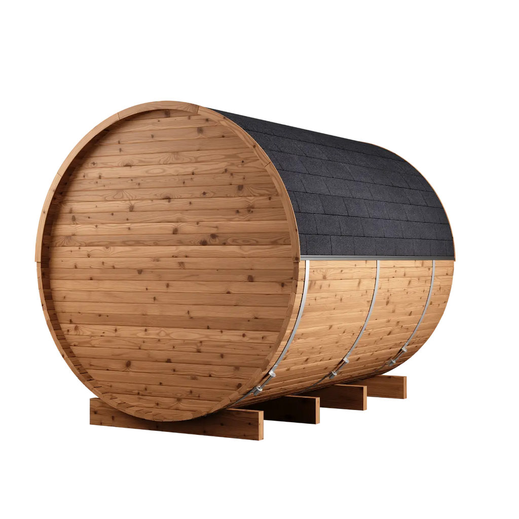 Thermory 6 Person Barrel Sauna No 83 DIY Kit with Terrace Thermally Modified Spruce Thermory Thermory_6_Person_Barrel_Sauna_No_83_DIY_Kit_with_Terrace_09.webp