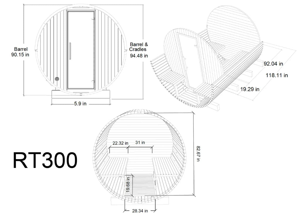 Thermory 6 Person Barrel Sauna No 83 DIY Kit with Terrace Thermally Modified Spruce Thermory Thermory_6_Person_Barrel_Sauna_No_83_DIY_Kit_with_Terrace_12.webp