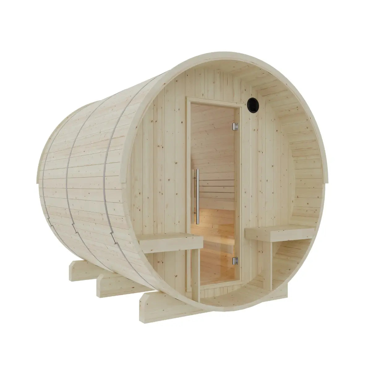 Turku Finnish Barrel Sauna with Terrace and WiFi Heater - Finnish Sauna Builders Natural,Walnut,Teak,Larch Finnish Barrel Saunas TurkuFinnishBarrelSaunawithTerrace-FinnishSaunaBuilders_10.webp