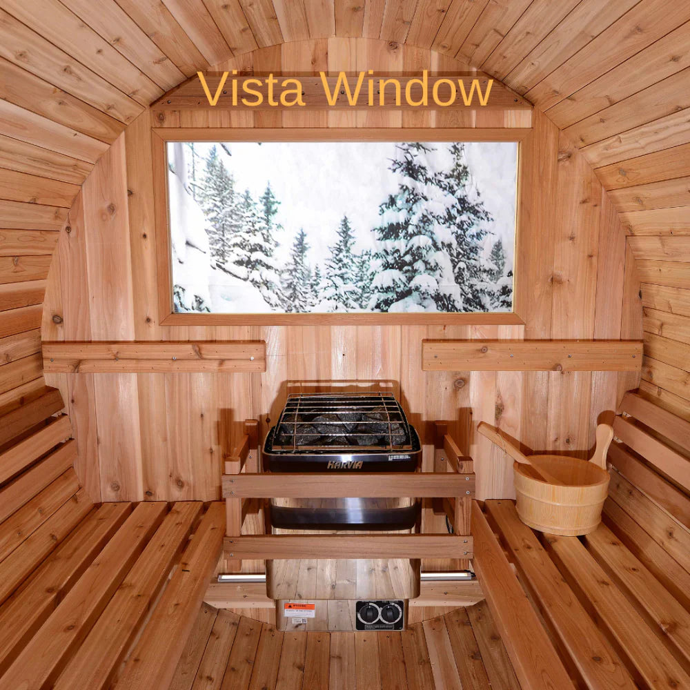 Almost Heaven Pinnacle 4 Person Classic Barrel Sauna Rustic Cedar,Onyx - Stained Southern Pine Almost Heaven Sauna Vista_Window_Barrel_Sauna_f8a0f92f-4f4c-4874-b299-de4d7adcaf1f.webp