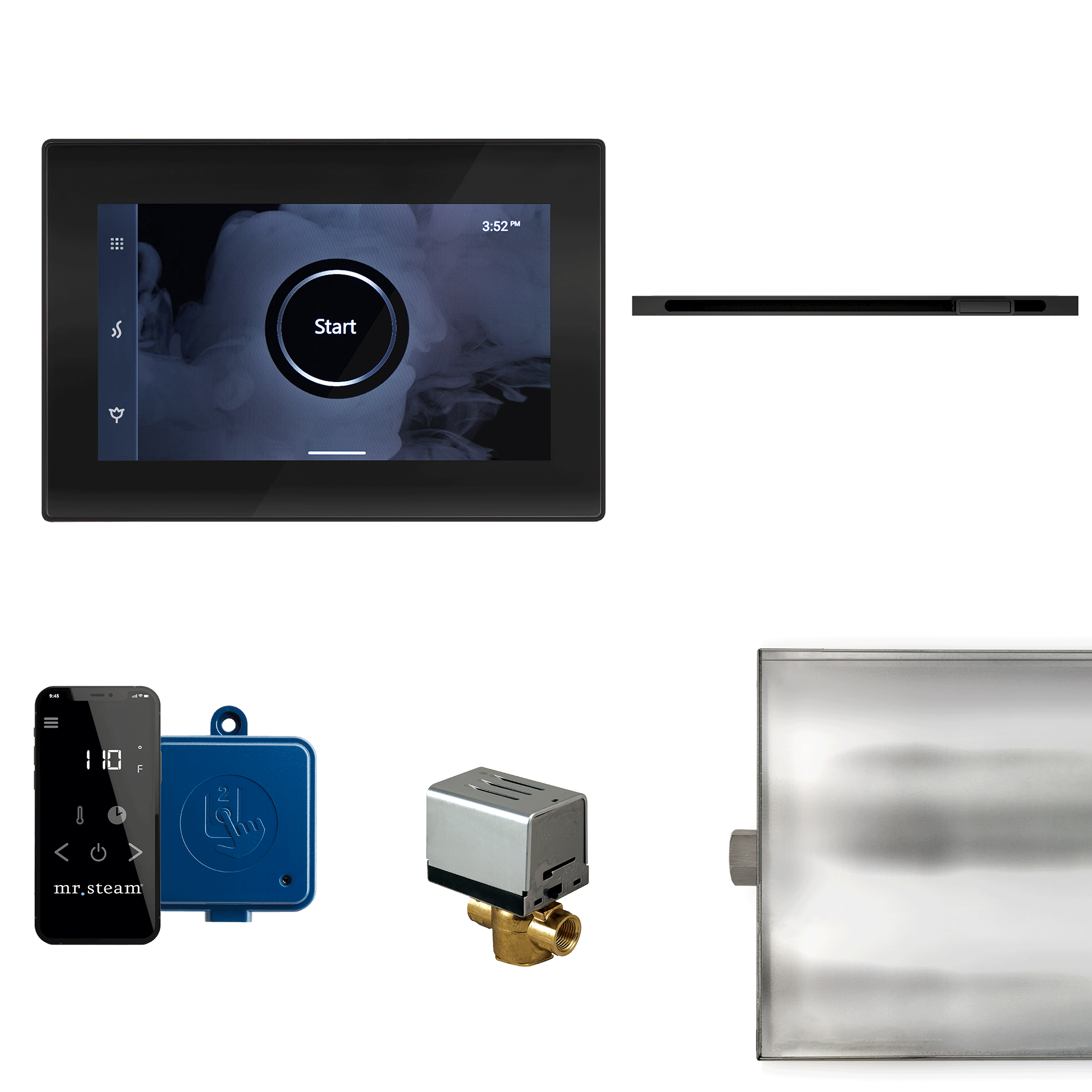 Mr Steam XButler Linear Steam Shower Control Package with iSteamX Control and Linear SteamHead