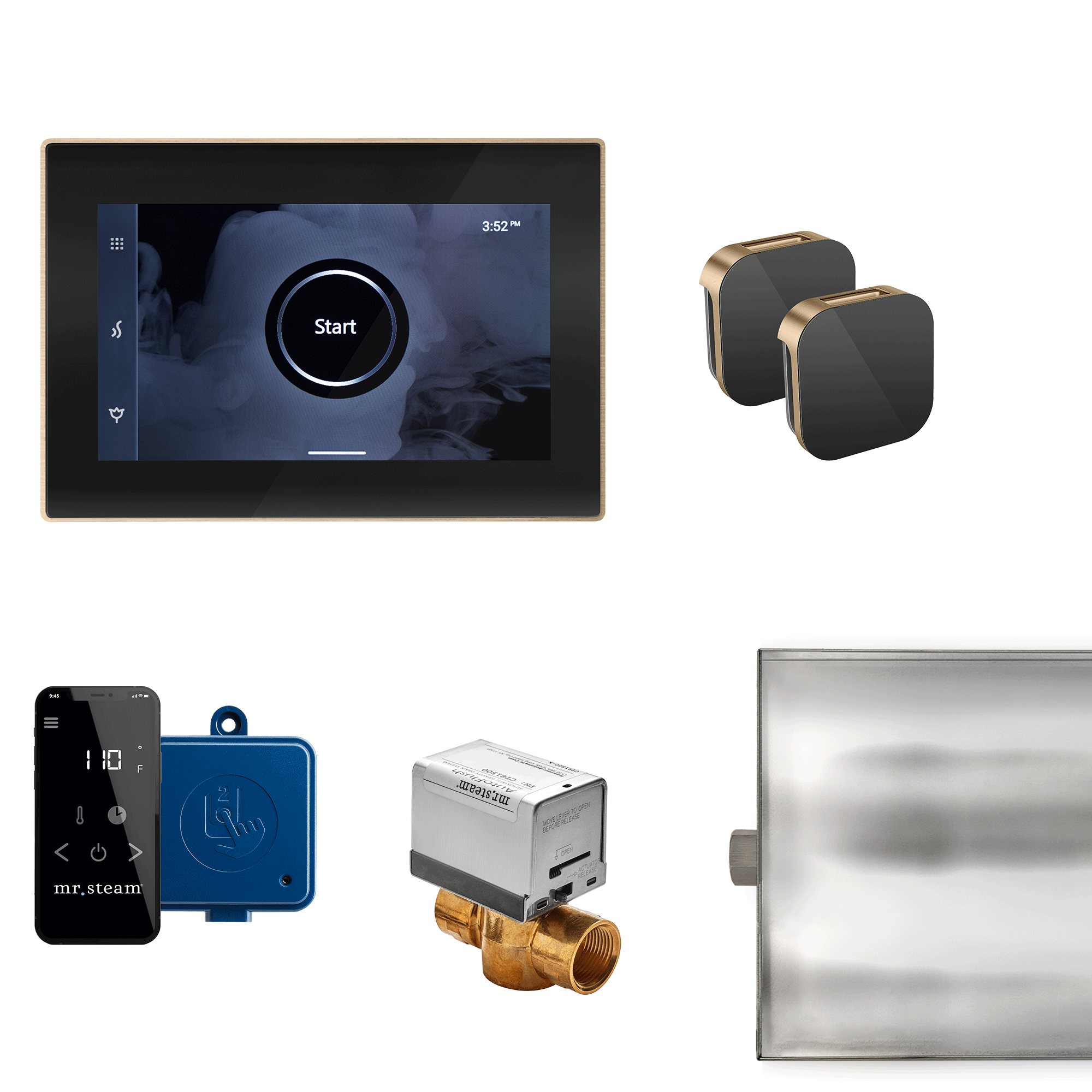 Mr Steam XButler Max Steam Shower Control Package with iSteamX Control and Aroma Glass SteamHead