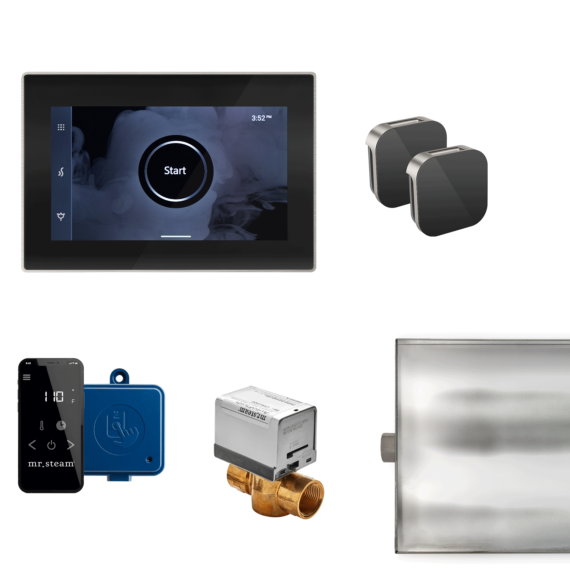 Mr Steam XButler Max Steam Shower Control Package with iSteamX Control and Aroma Glass SteamHead