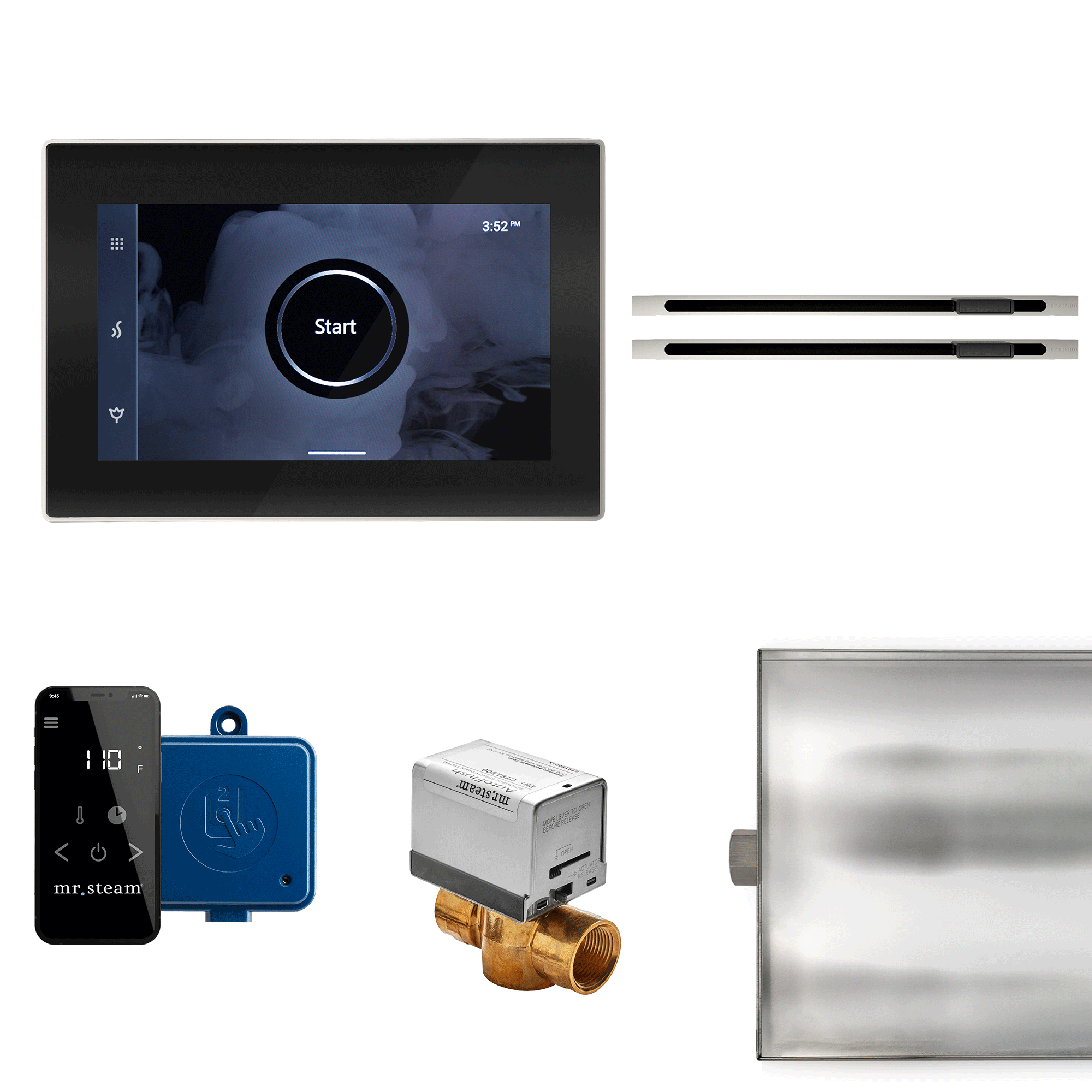 Mr Steam XButler Max Linear Steam Shower Control Package with iSteamX Control and Linear SteamHead