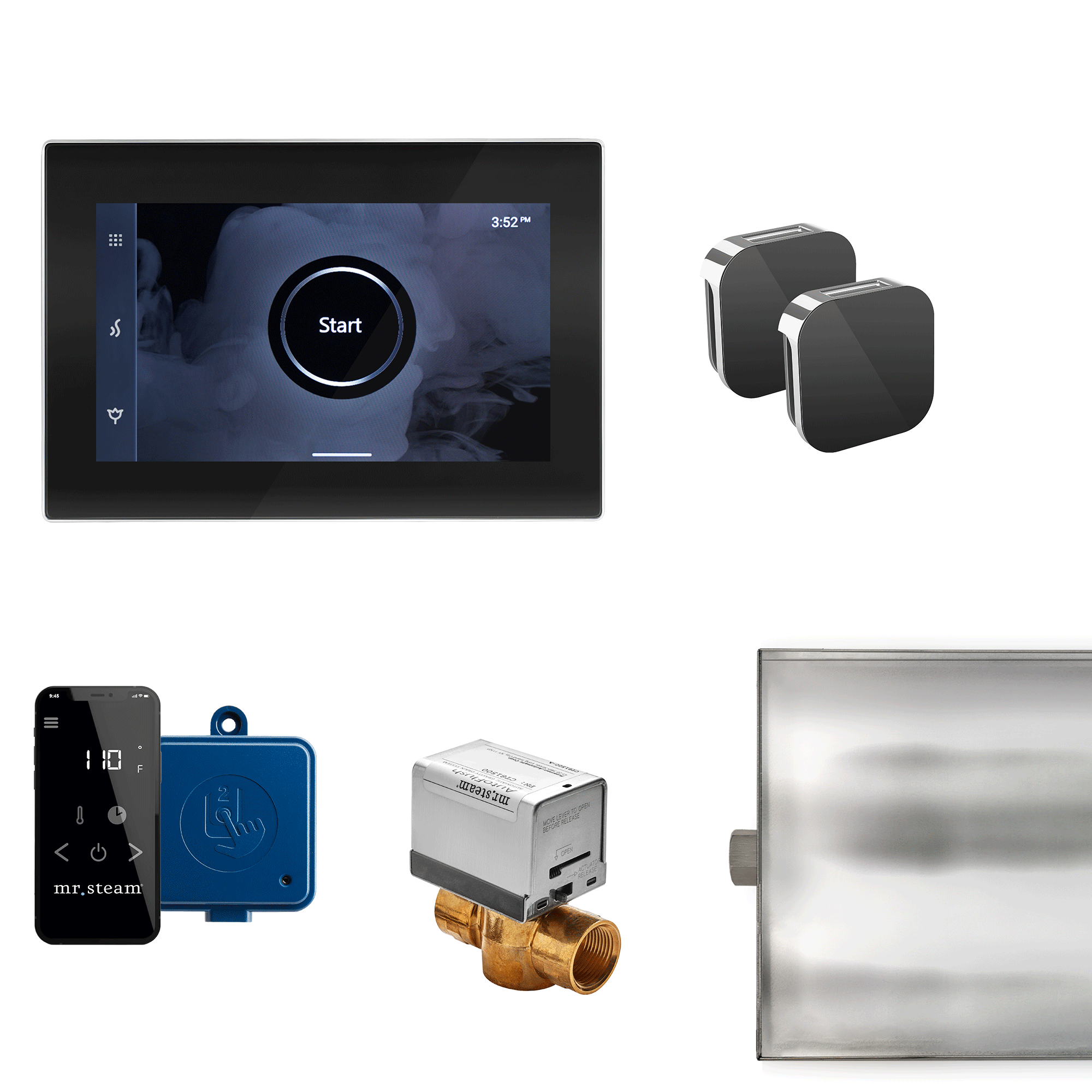 Mr Steam XButler Max Steam Shower Control Package with iSteamX Control and Aroma Glass SteamHead