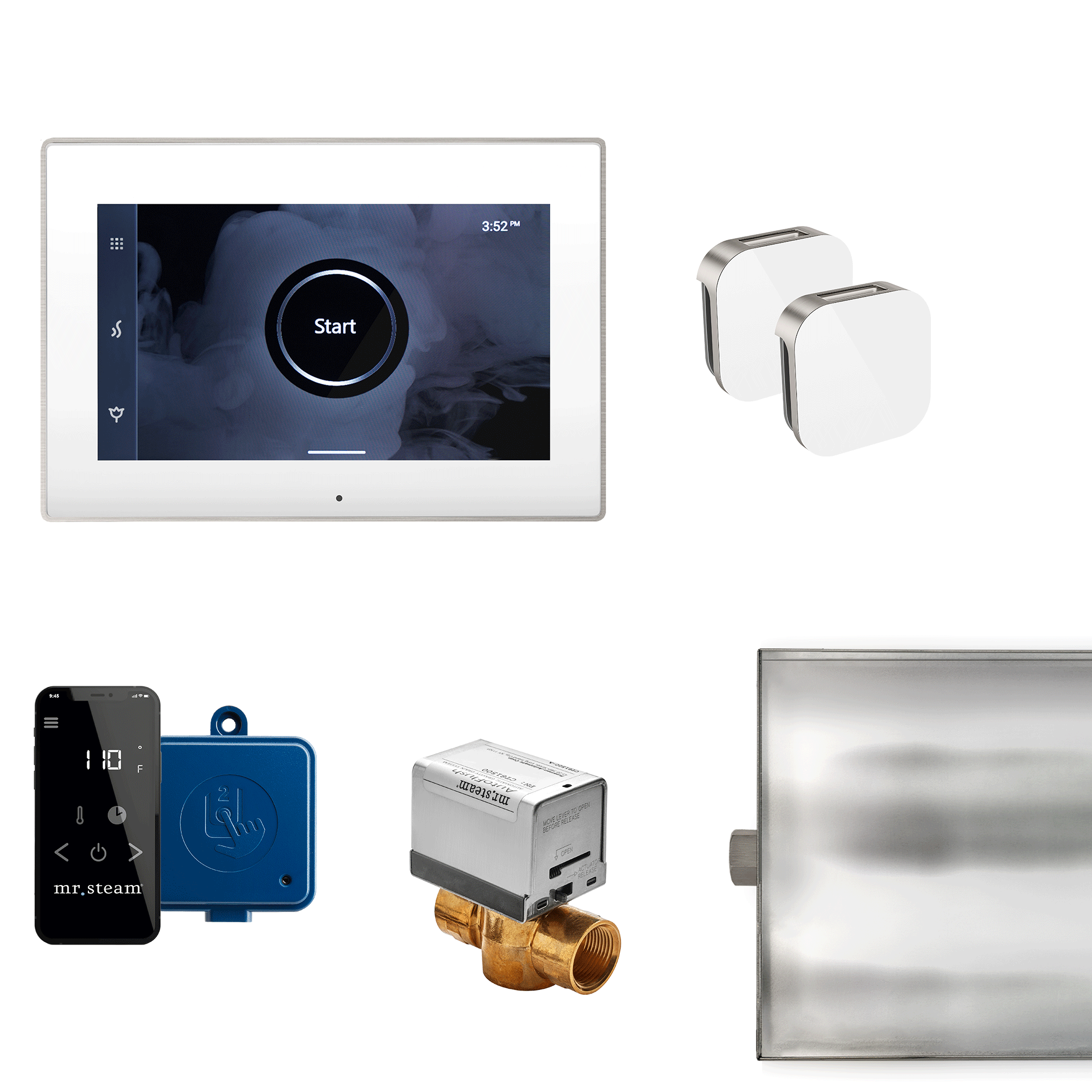 Mr Steam XButler Max Steam Shower Control Package with iSteamX Control and Aroma Glass SteamHead