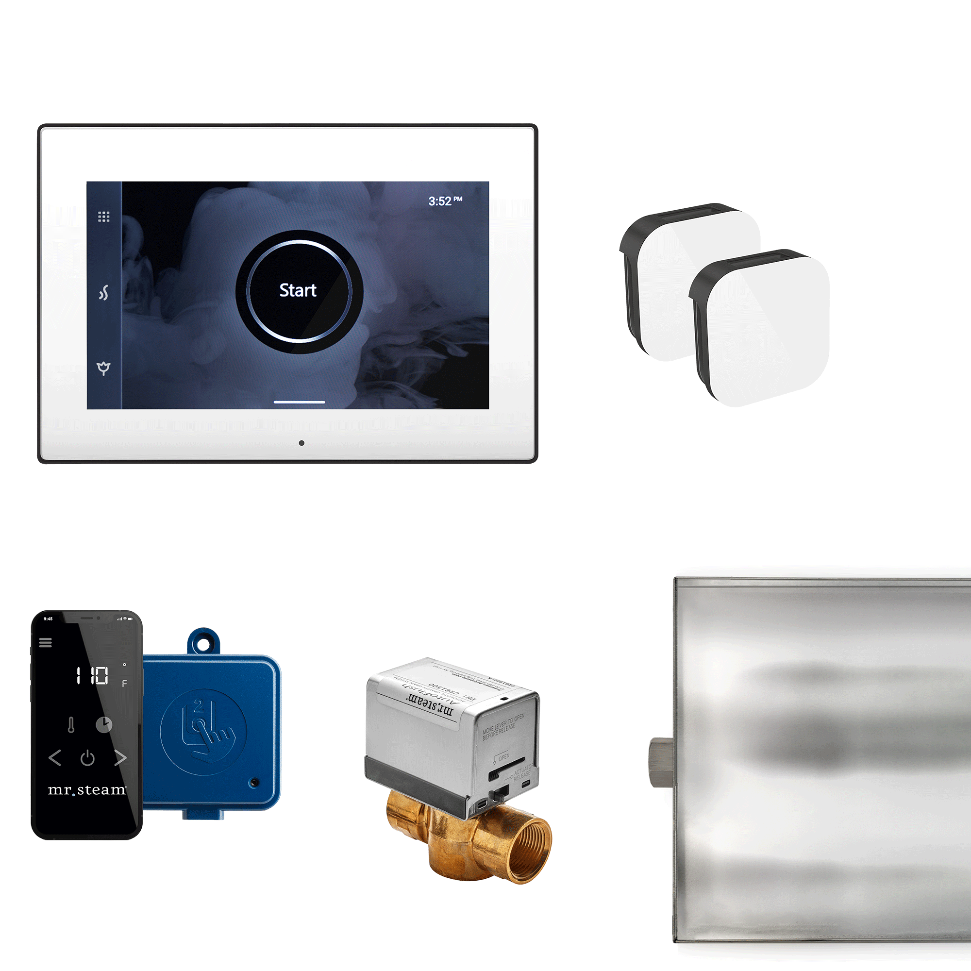 Mr Steam XButler Max Steam Shower Control Package with iSteamX Control and Aroma Glass SteamHead