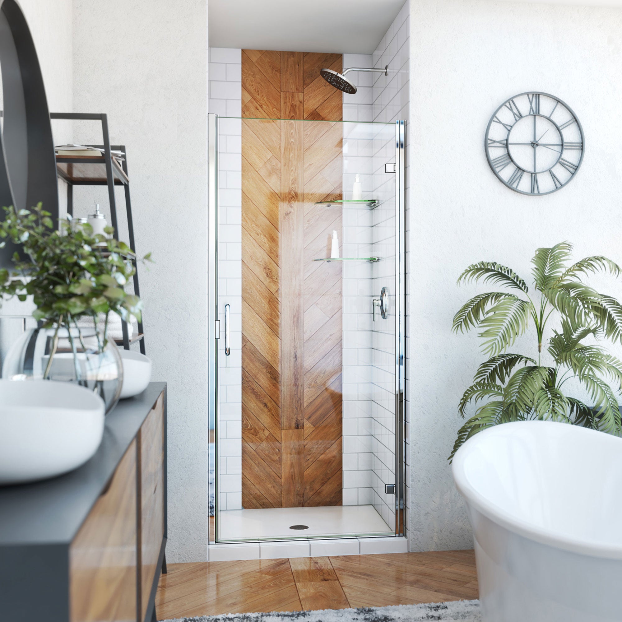 DreamLine Alliance Swing 33 - 34 inch W x 72 5/8 inch H Semi-Frameless Swing Shower Door