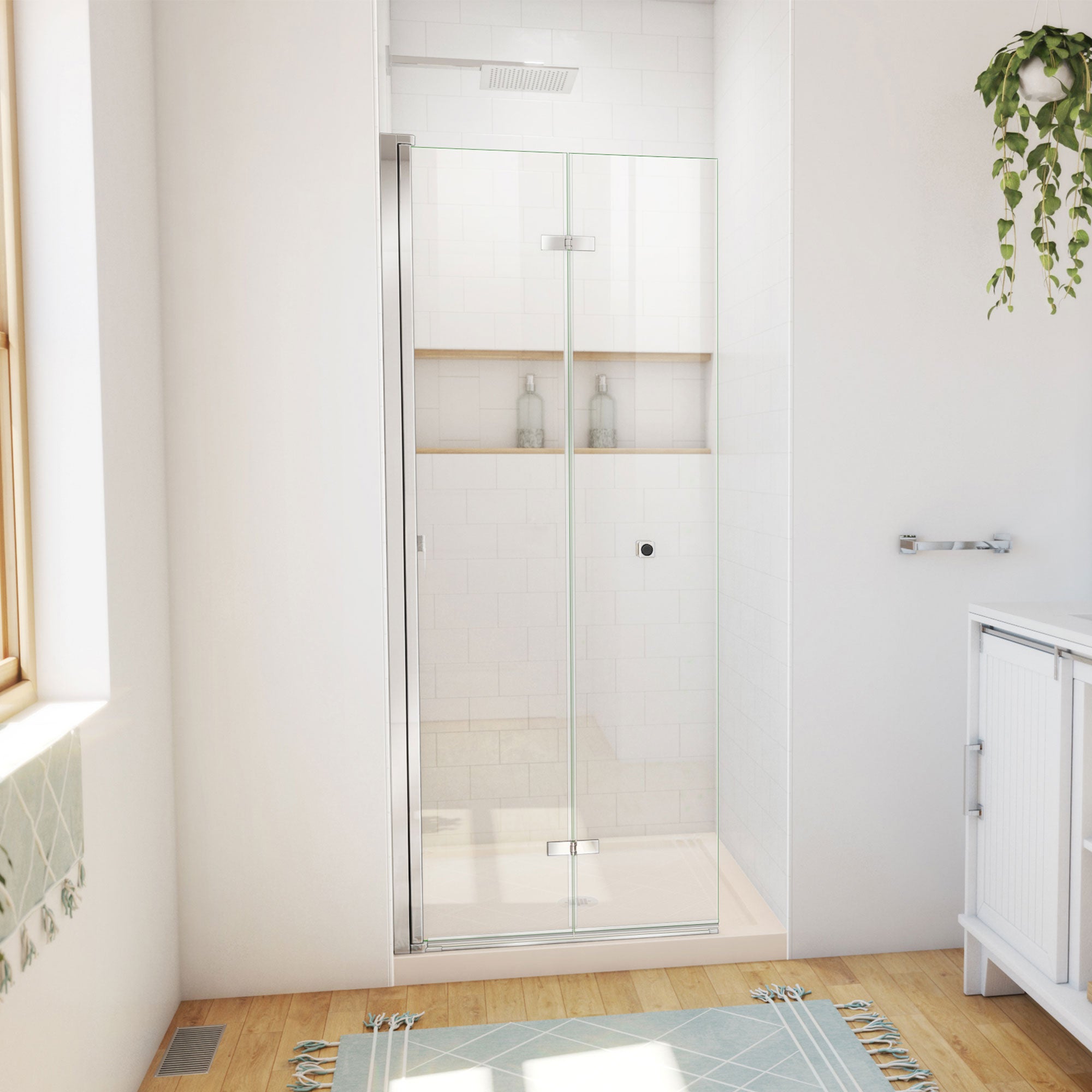 DreamLine Aqua-Q Fold 32 inch D x 32 inch W x 74 3/4 inch H Frameless Bi-fold Shower Door