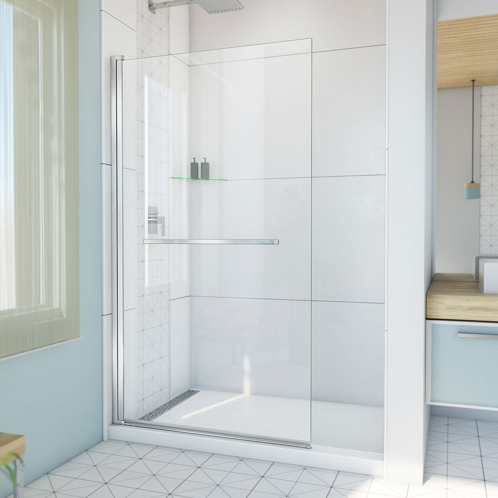 DreamLine Aqua-Q Swing 40 inch W x 72 inch H Frameless Swing Shower Door
