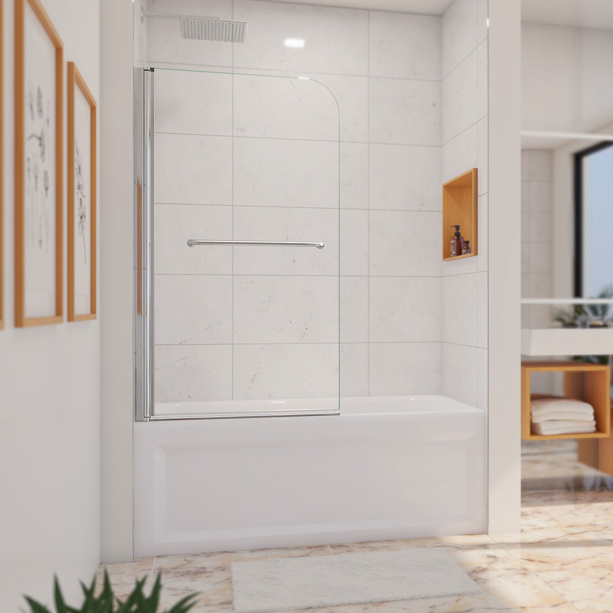 DreamLine Aqua Swing 34 inch W x 58 inch H Frameless Tub Door