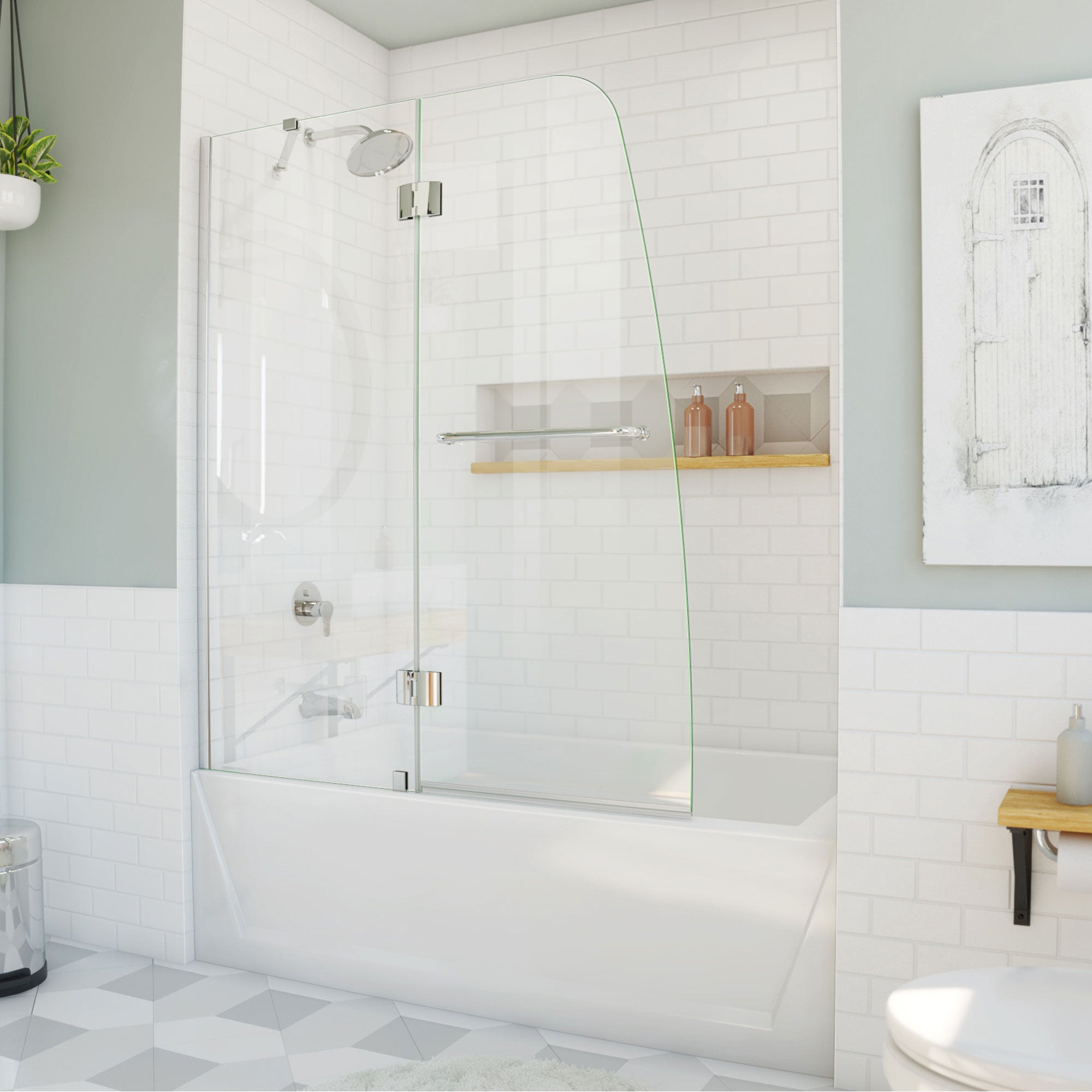 DreamLine Aqua 48 - 48 7/16 inch W x 58 inch H Frameless Hinged Tub Door