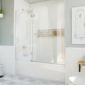 DreamLine Aqua 56 - 60 inch W x 58 inch H Frameless Hinged Tub Door with Extender Panel