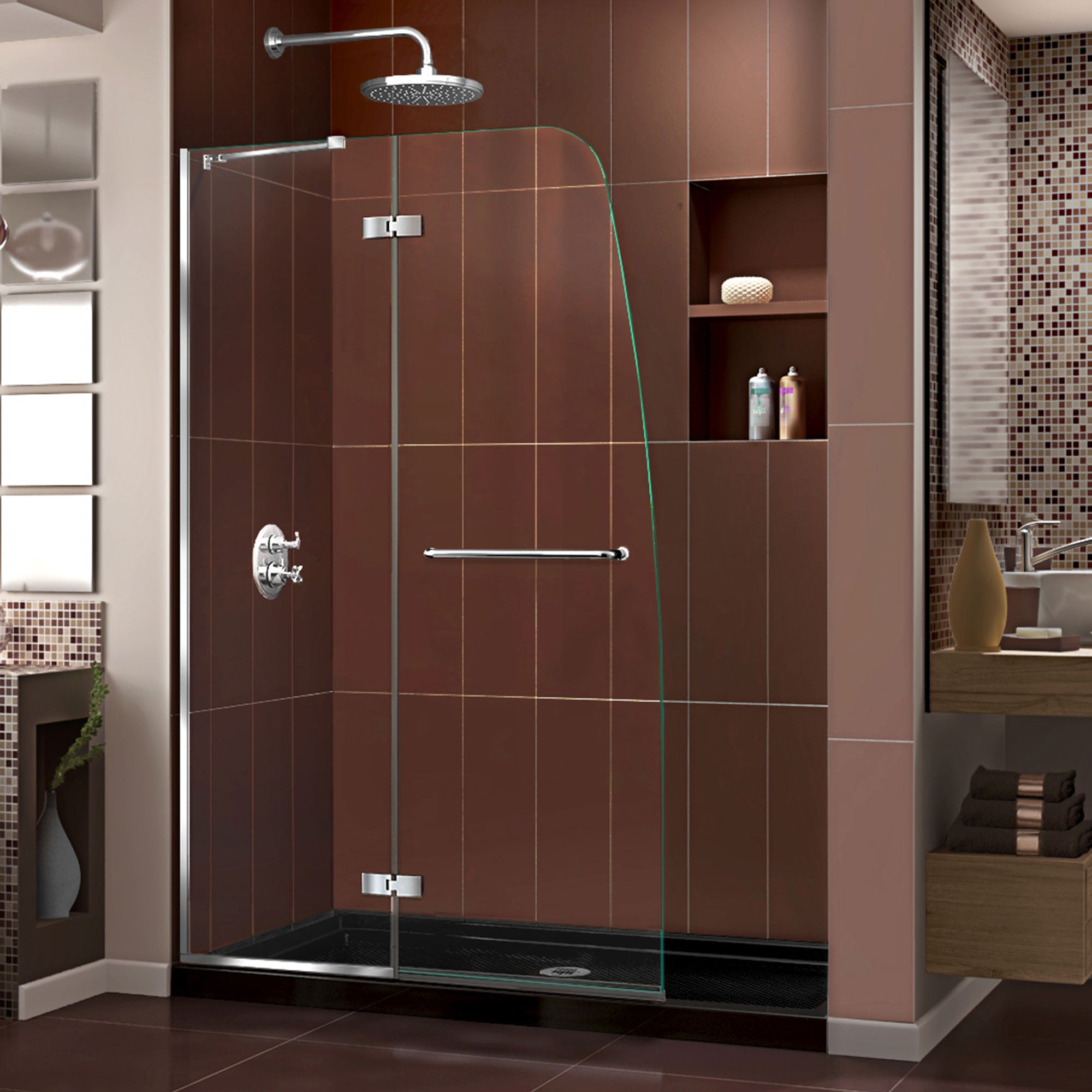 DreamLine Aqua Ultra 36 inch D x 48 inch W x 74 3/4 inch H Frameless Hinged Shower Door