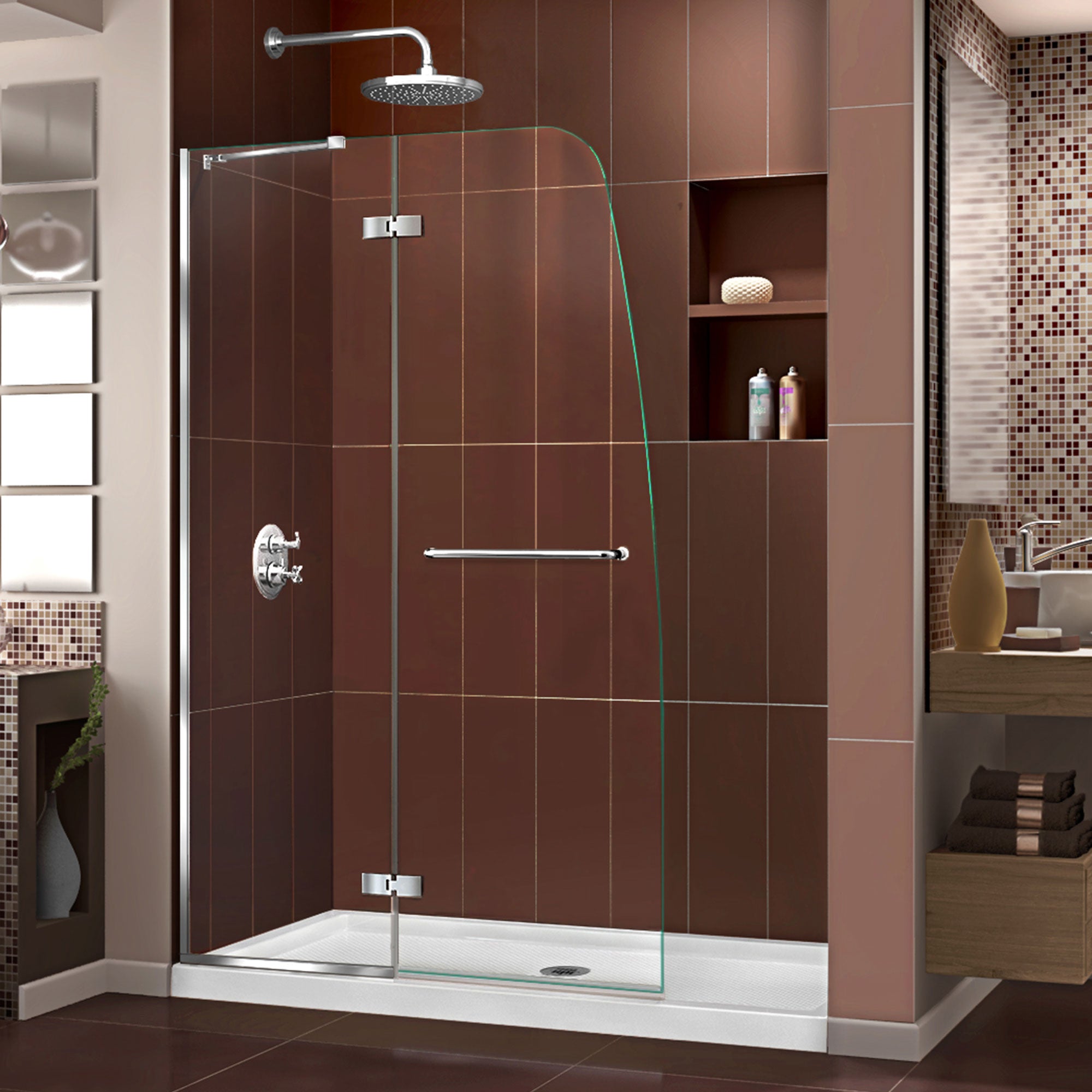 DreamLine Aqua Ultra 45 inch W x 72 inch H Frameless Hinged Shower Door