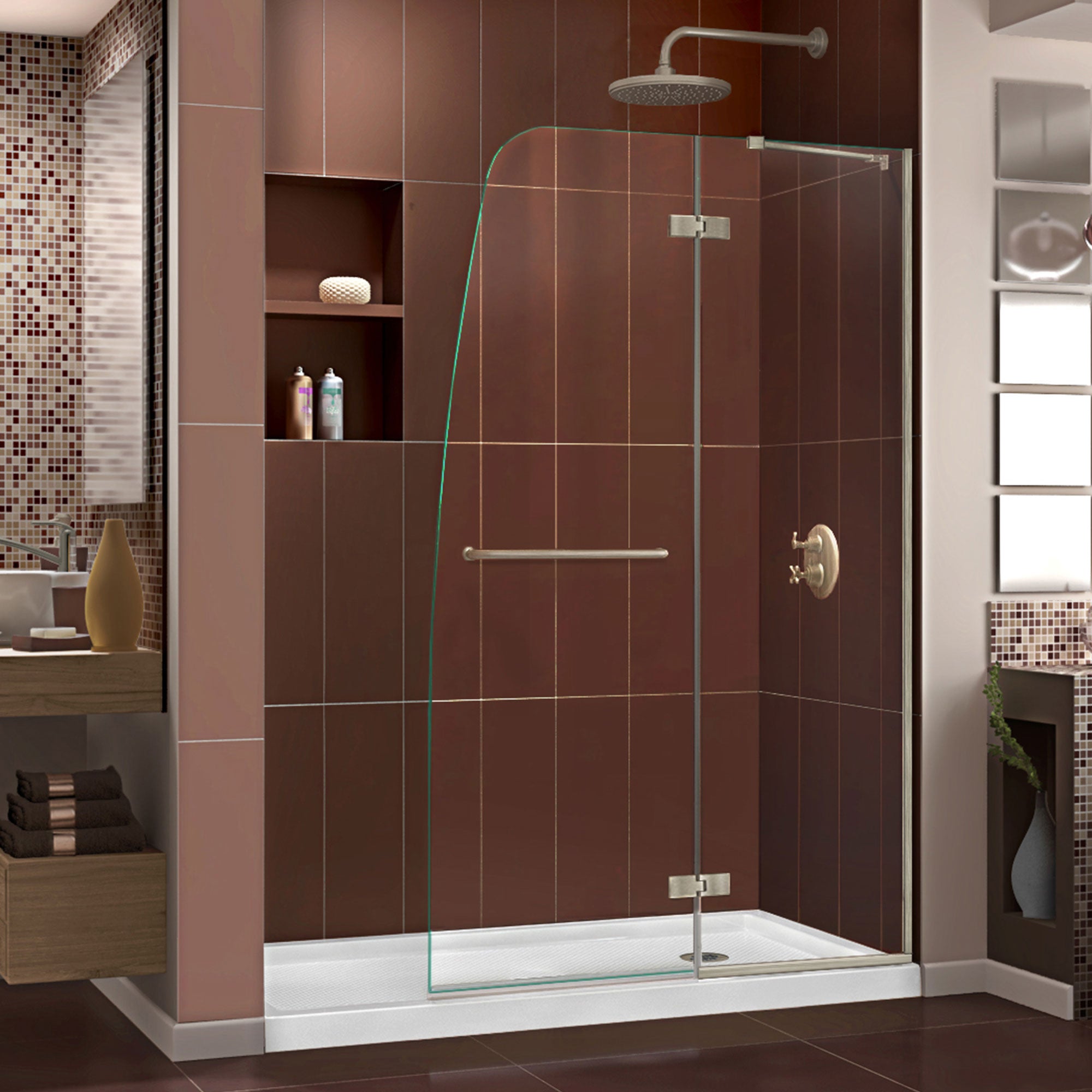DreamLine Aqua Ultra 36 inch D x 60 inch W x 74 3/4 inch H Frameless Hinged Shower Door