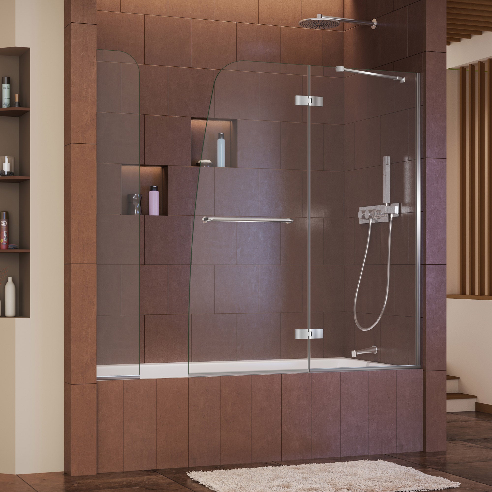 DreamLine Aqua Ultra 48 inch W x 58 inch H Frameless Hinged Tub Door with Extender Panel