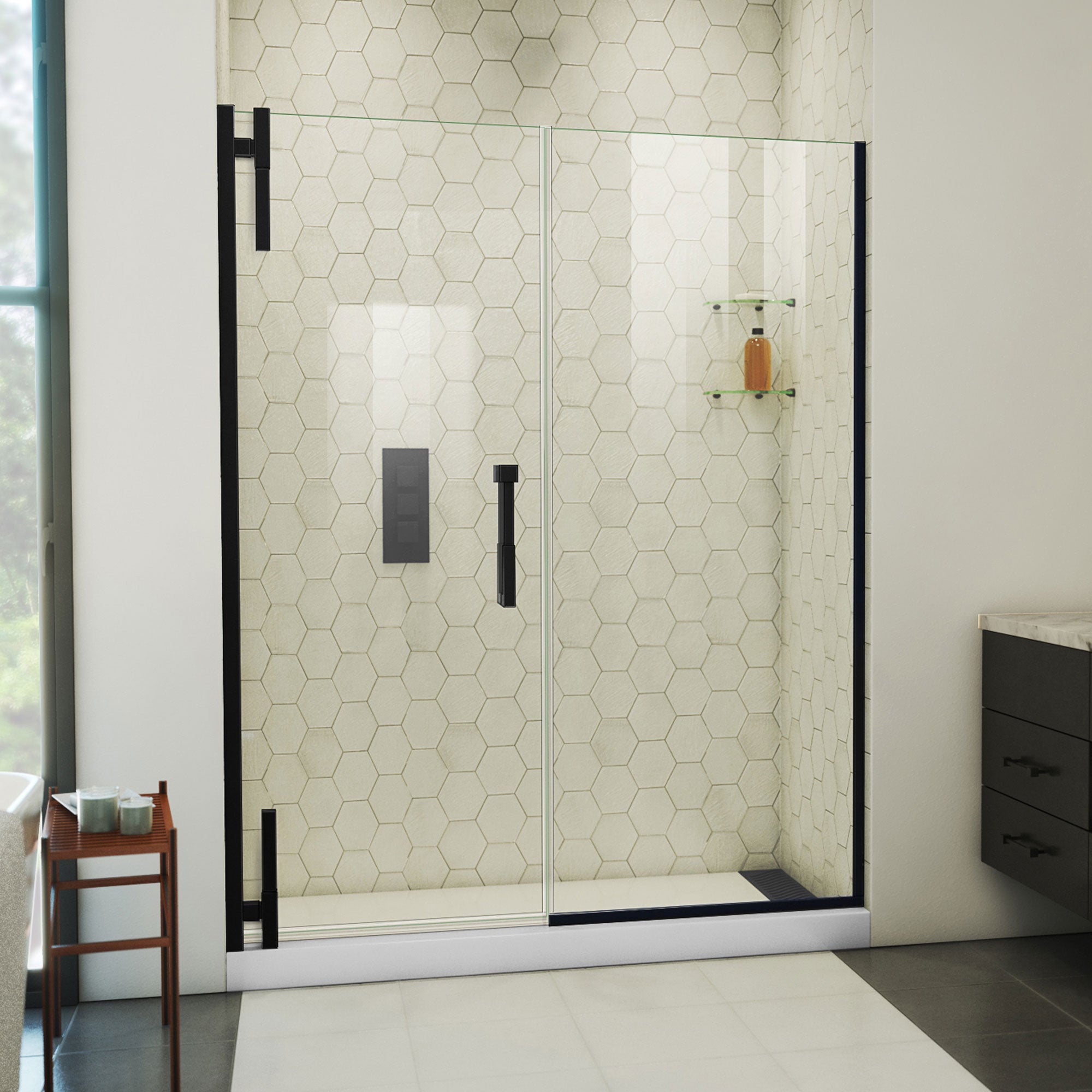 DreamLine Ascend 56 - 57 inch W x 72 inch H Frameless Pivot Shower Door
