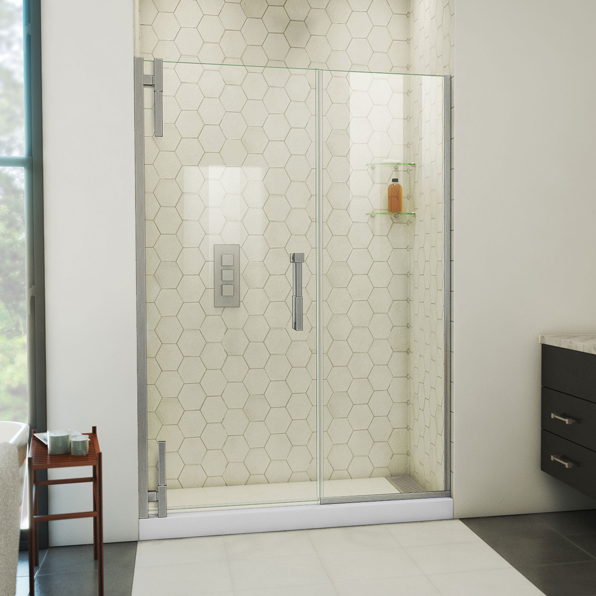 DreamLine Ascend 54 1/2 - 55 1/2 inch W x 72 inch H Frameless Pivot Shower Door
