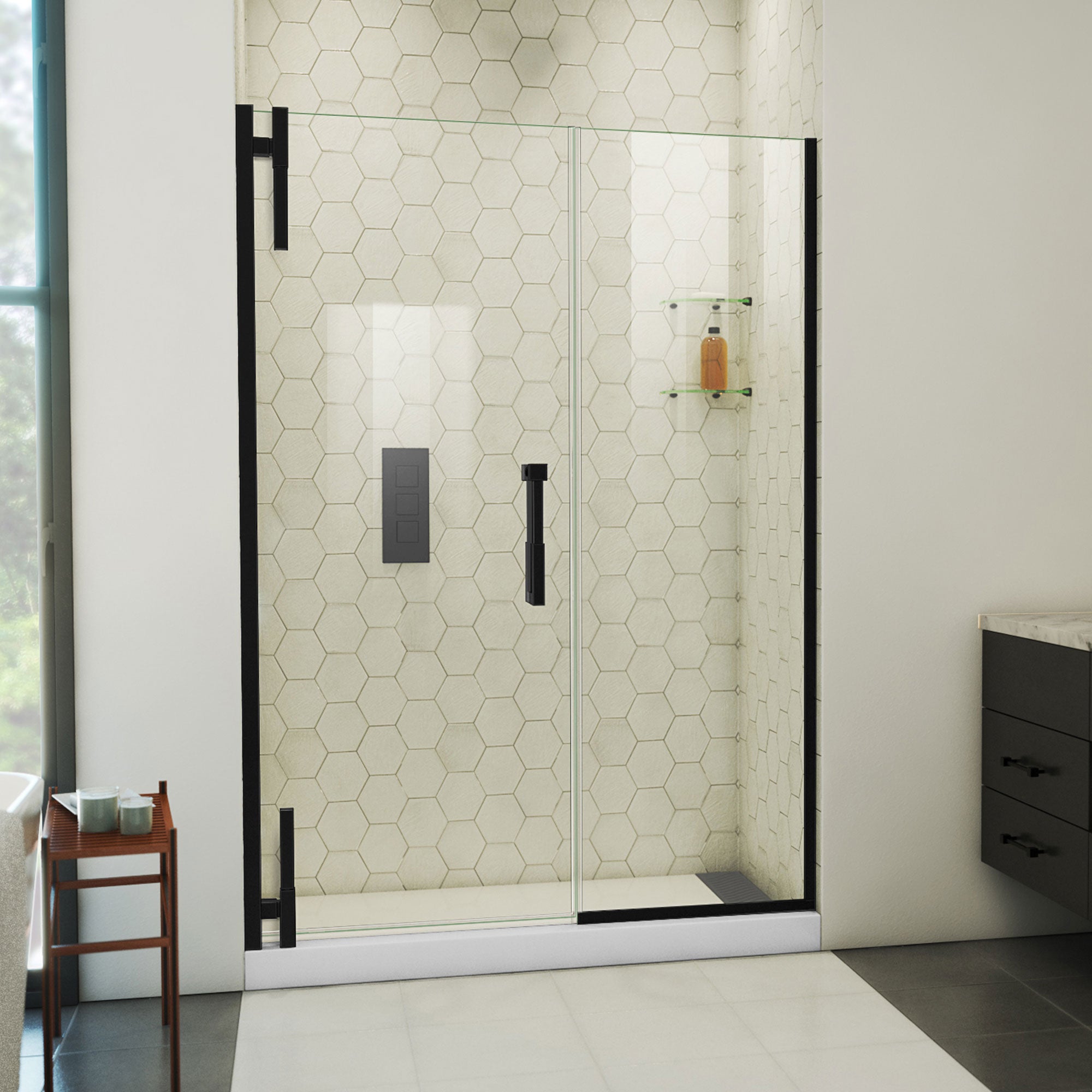 DreamLine Ascend 52 - 53 inch W x 72 inch H Frameless Pivot Shower Door