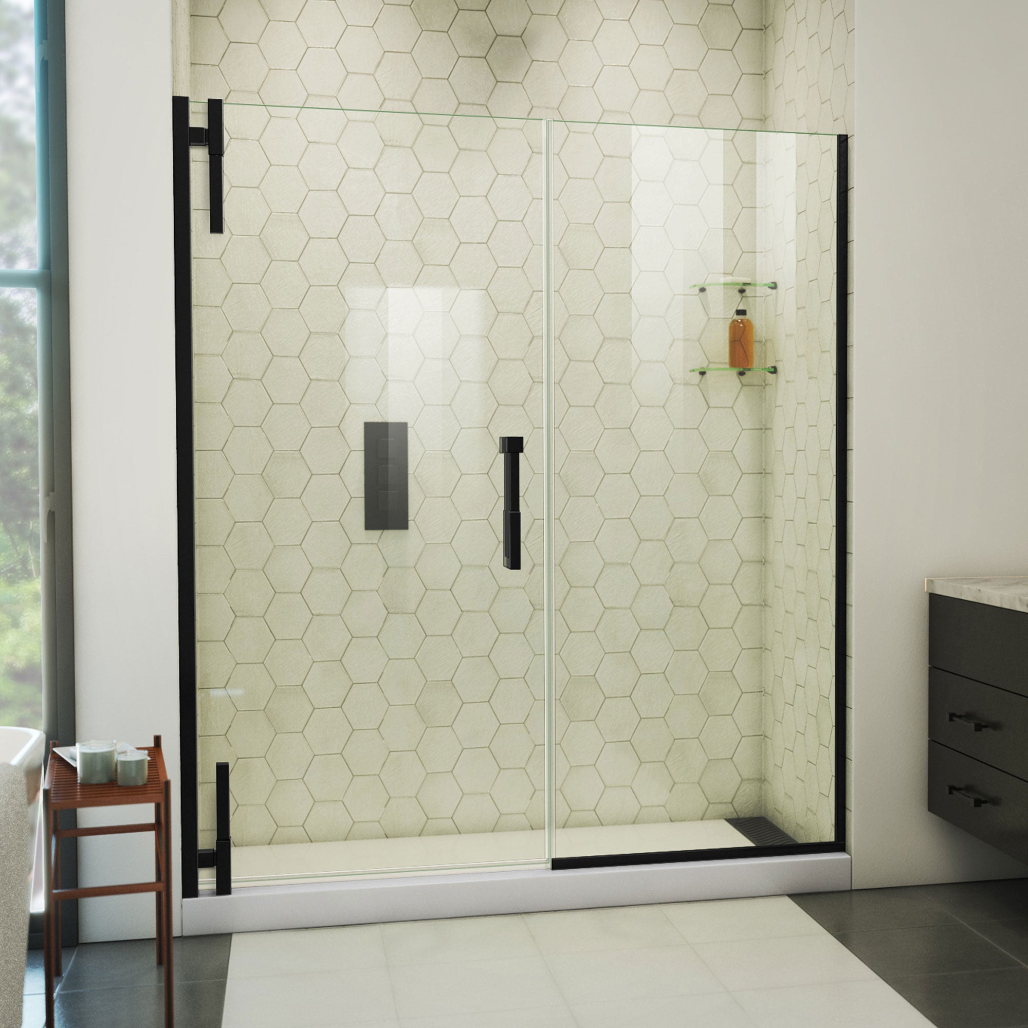 DreamLine Ascend 62 1/2 - 63 1/2 inch W x 72 inch H Frameless Pivot Shower Door