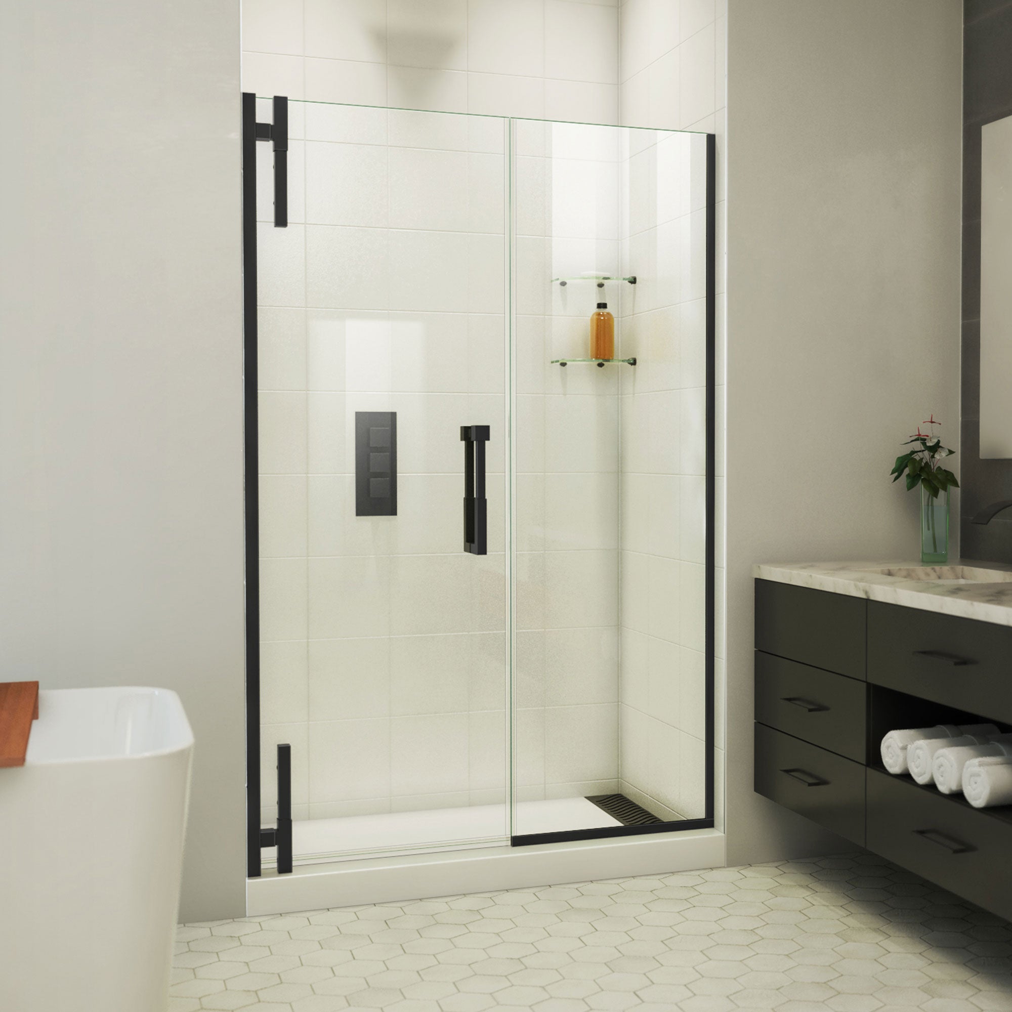 DreamLine Ascend 48 1/2 - 49 1/2 inch W x 72 inch H Frameless Pivot Shower Door
