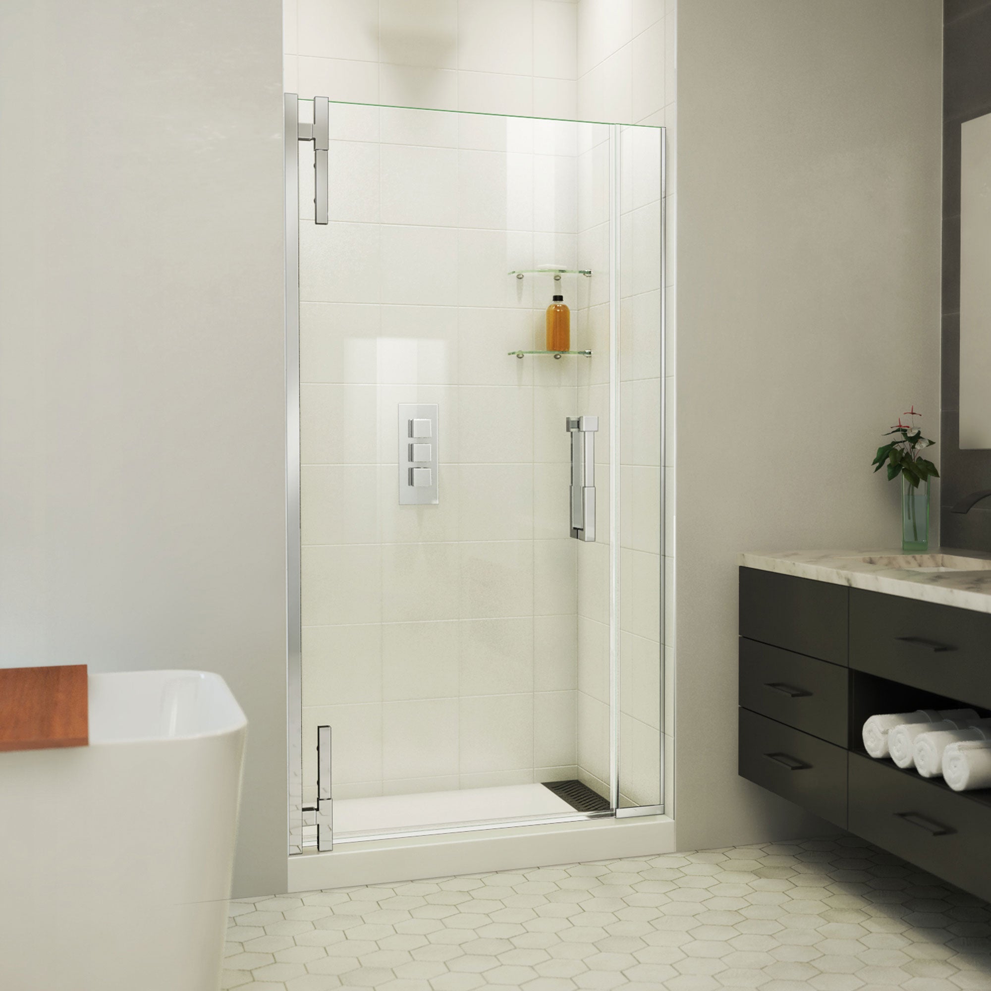 DreamLine Ascend 40 1/2 - 41 1/2 inch W x 72 inch H Frameless Pivot Shower Door