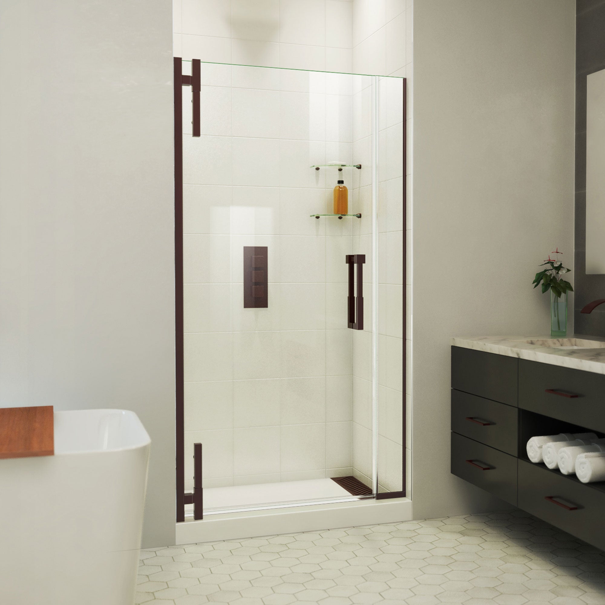 DreamLine Ascend 38 1/2 - 39 1/2 inch W x 72 inch H Frameless Pivot Shower Door